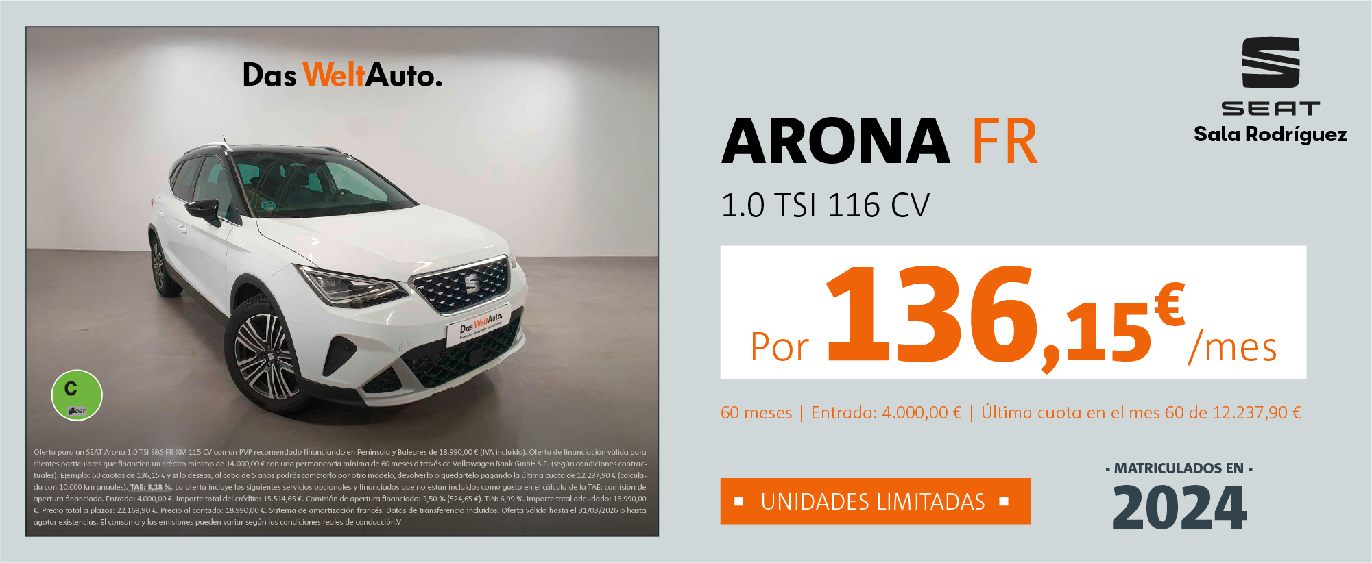 ¡Ocasión! SEAT Arona FR TSI por 136€/mes* 